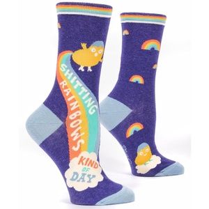 Blue Q Women's Crew Sock - Sh*tting Rainbows